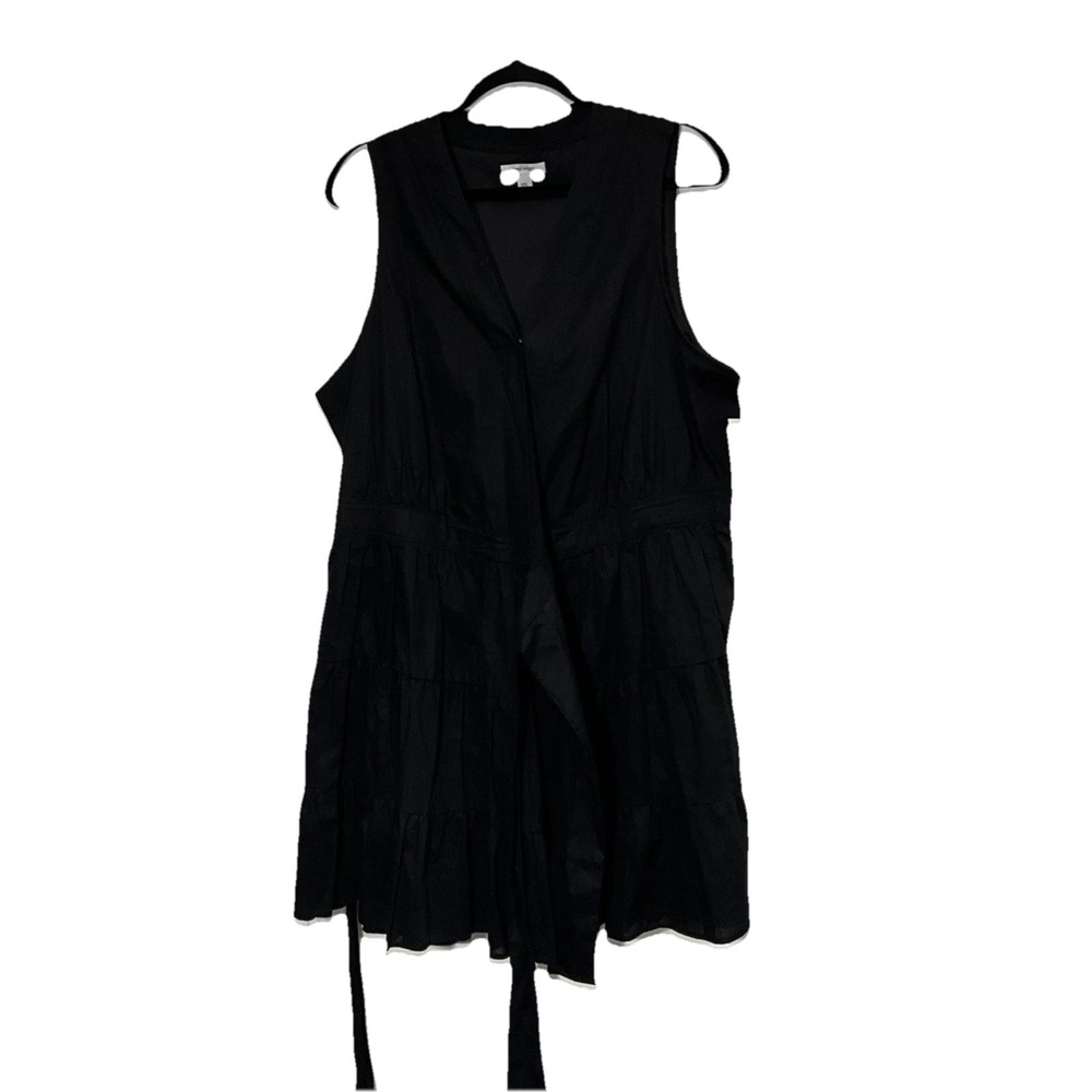 Nine West Sleeveless Black Wrap Belted Knee Length Midi Dress Women's XXL